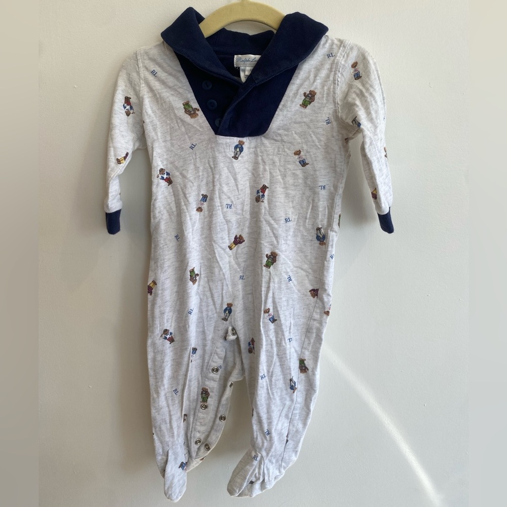 Ralph Lauren Baby Boy 6M Navy & Grey Footie